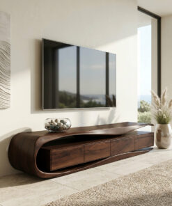 Organic Modern Solid Wood TV Console with Floating Look
