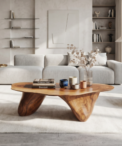 Handcrafted Solid Wood Low Coffee Table with Oil and Wax Finish
