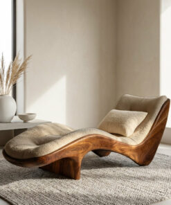 Solid Wood Wave Lounge Chair for Reading Nook