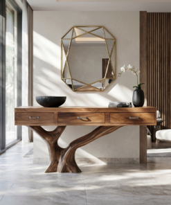 Farmhouse Live Edge Solid Wood Entryway Table