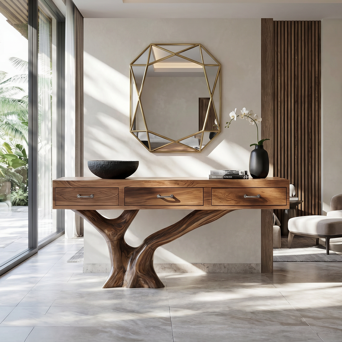 Farmhouse Live Edge Solid Wood Entryway Table