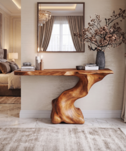 Rustic Solid Wood Entryway Console Table with Narrow Profile