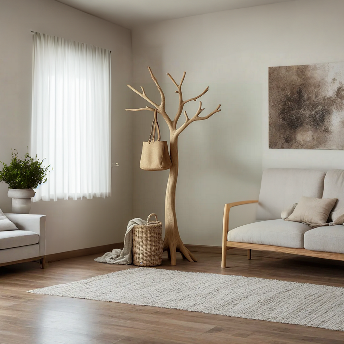Driftwood Branch Wall-Mounted Coat Rack in Solid Wood - Image 2