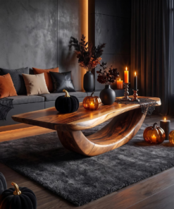 Farmhouse Live Edge Solid Wood Coffee Table with Rustic Finish