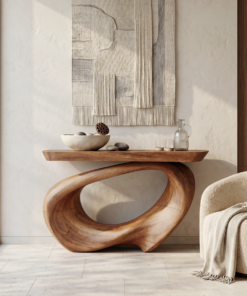 Rustic Live Edge Solid Wood Console Table for Entryway