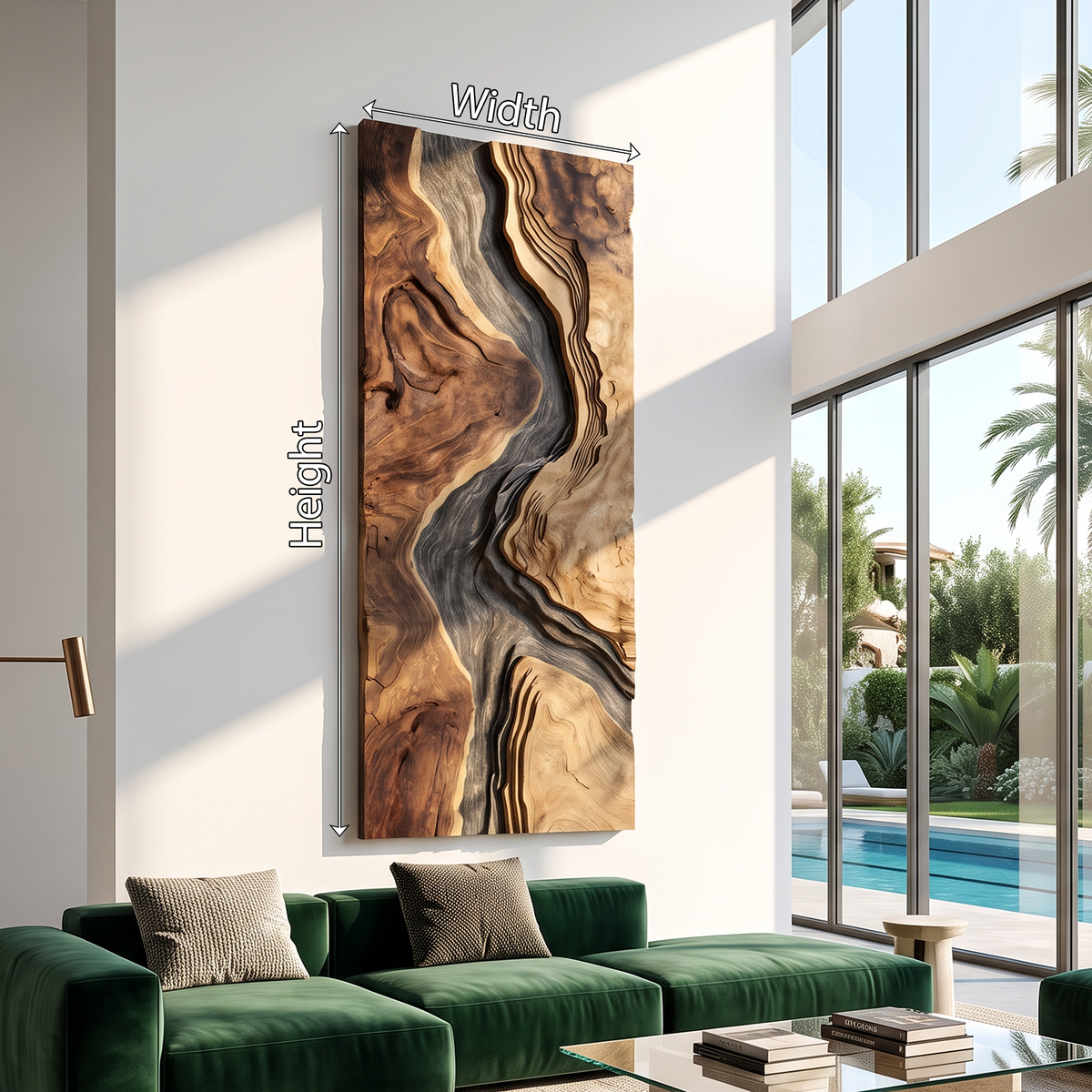 Hand-Carved Solid Hardwood Wave Wall Sculpture for Entryway - Image 6