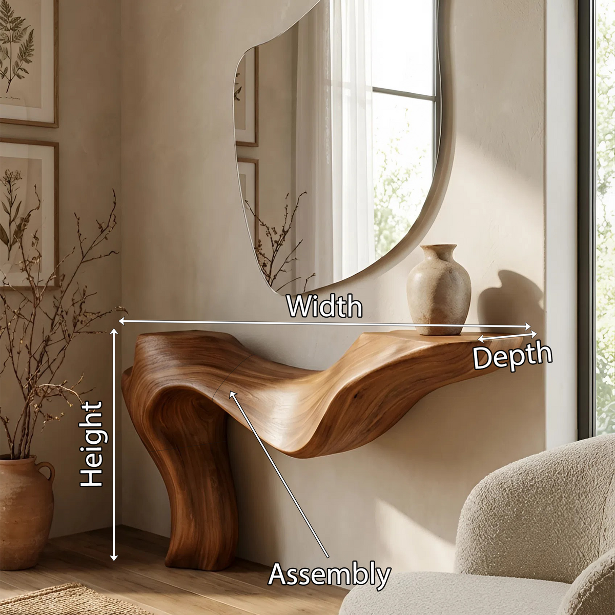 Rustic Live Edge Solid Wood Console Table with Sturdy Frame - Image 8