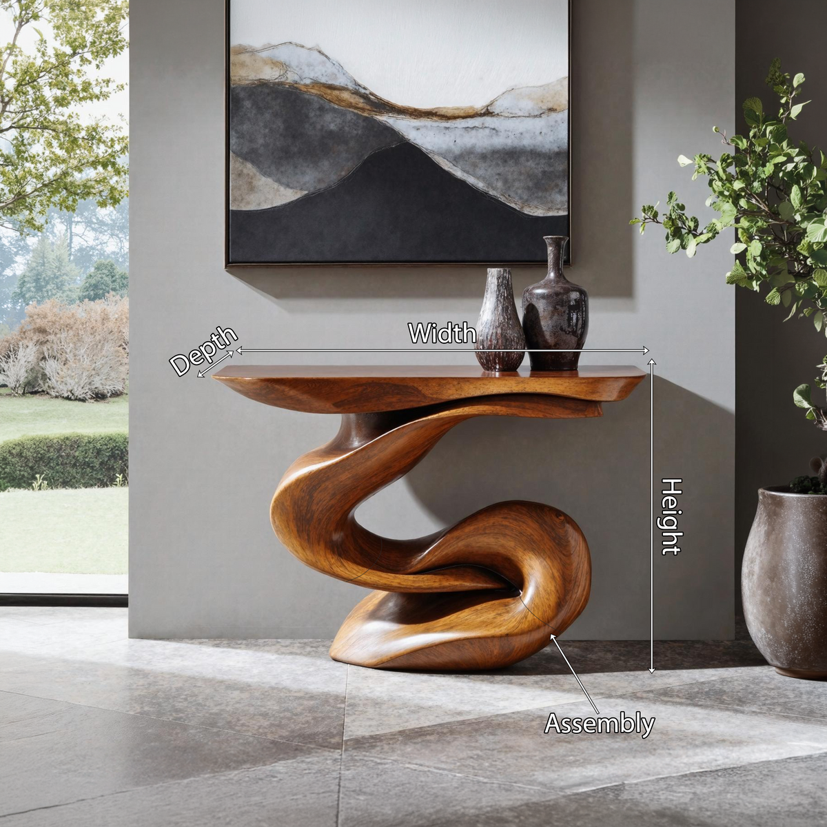Handcrafted Live Edge Solid Wood Accent Console Table - Image 8