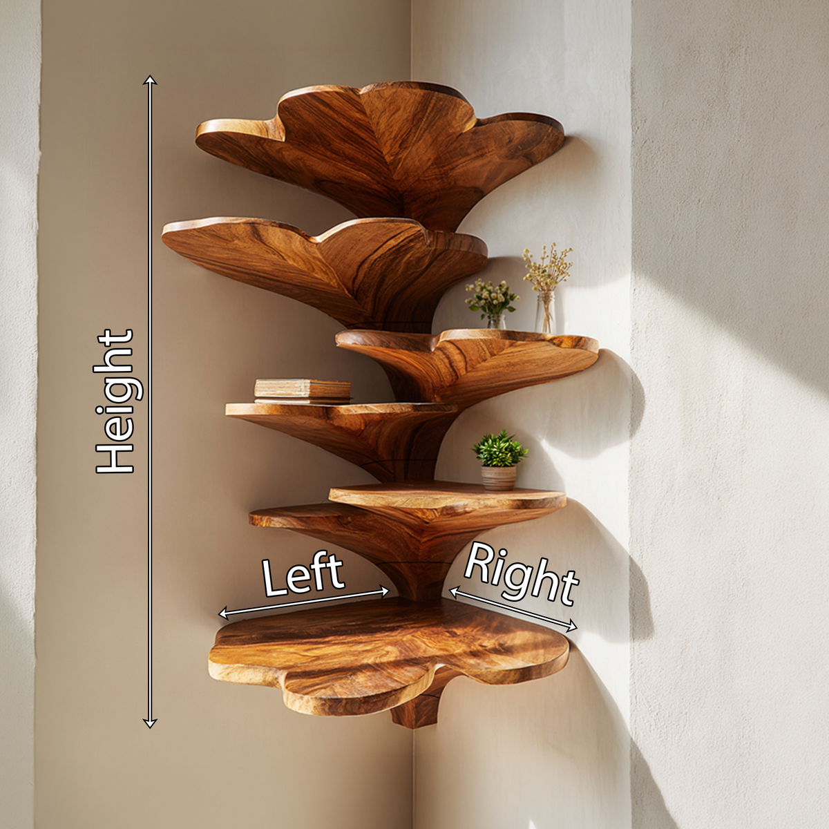 Boho Leaf-Shaped Solid Wood Corner Shelf for Nursery Walls - Image 8