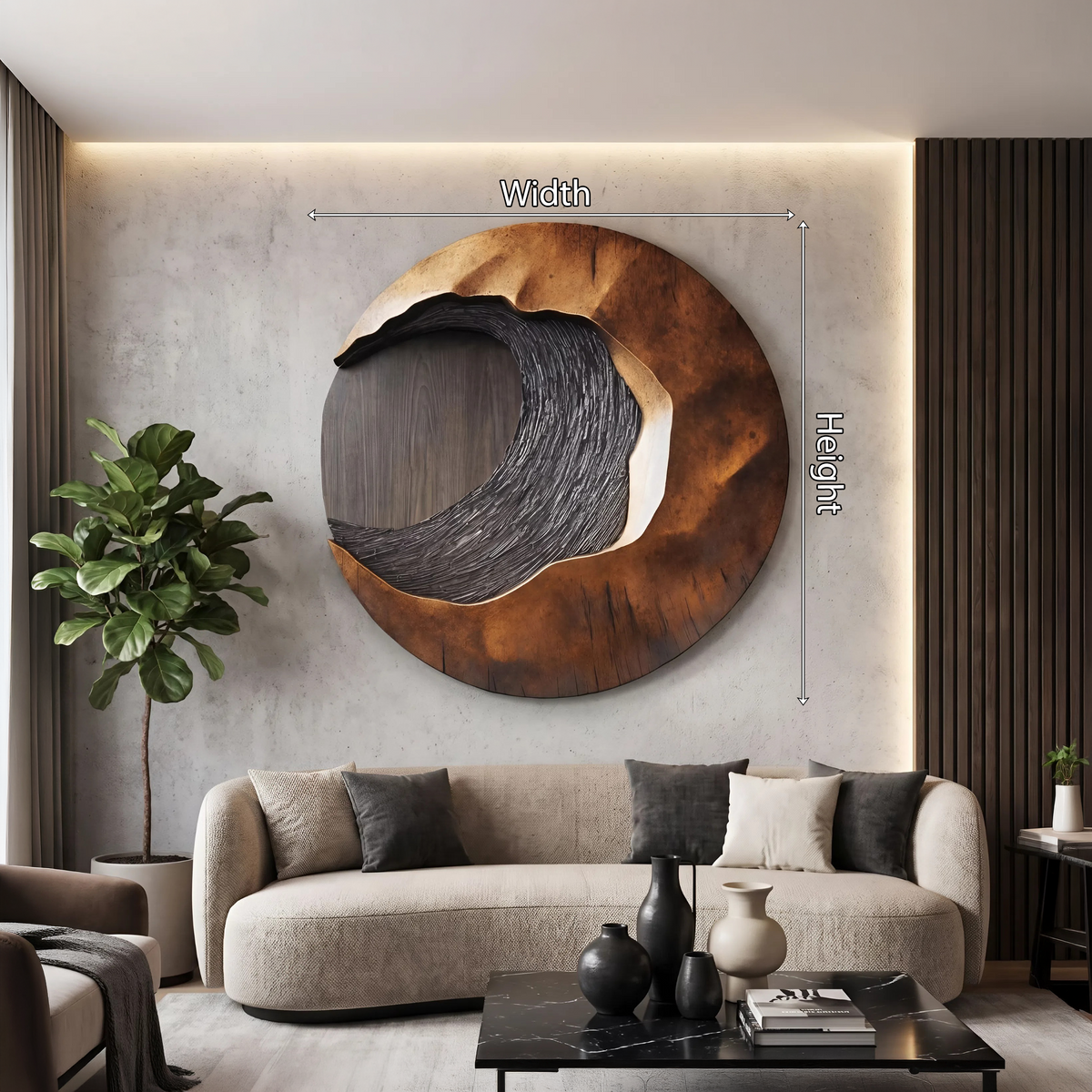 Hand-Carved 3D Solid Hardwood Wall Art with Wave Contours - Image 5