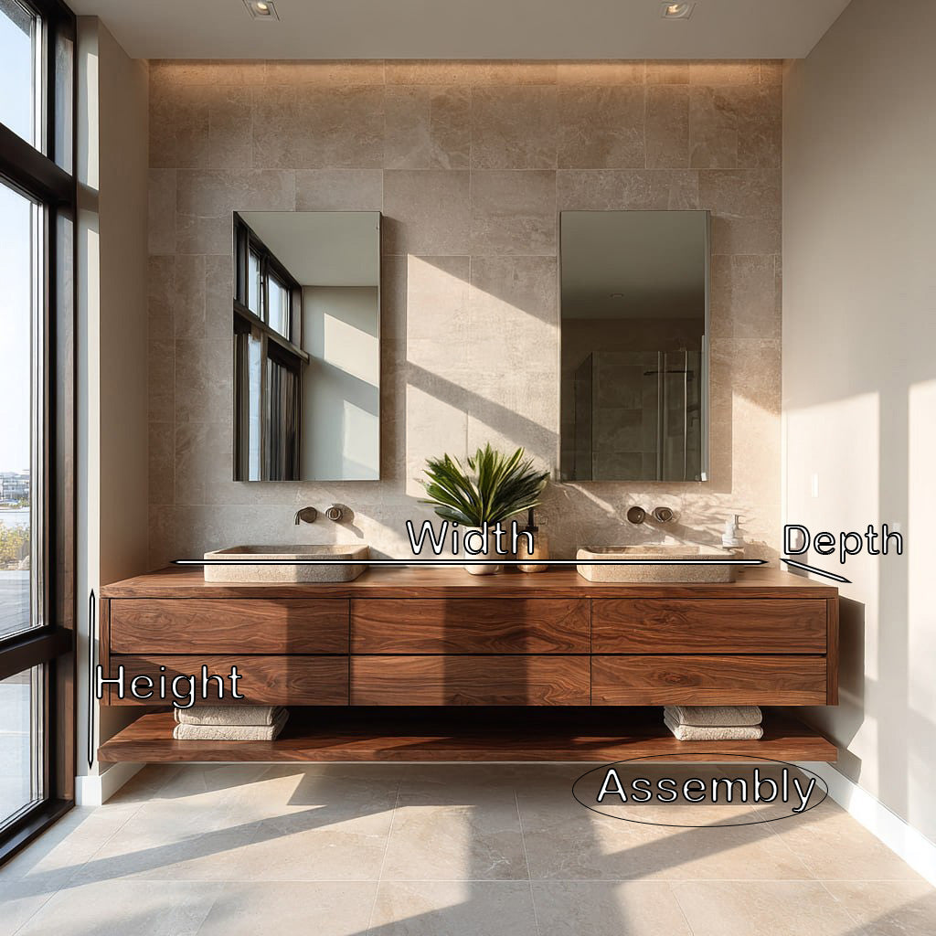 Contemporary Floating Solid Wood Bathroom Vanity with Drawers - Image 8