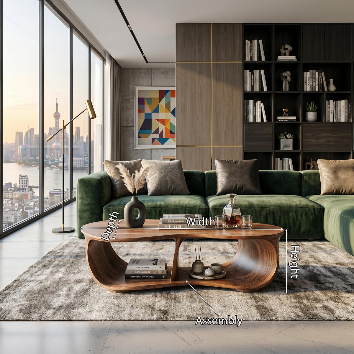 Low Profile Handcrafted Solid Wood Coffee Table, Classic Lines - Image 8