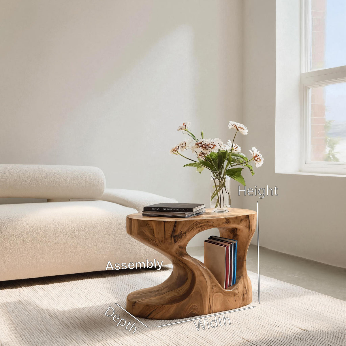 Organic Solid Wood Side Table with Open Cut-Out Center - Image 8