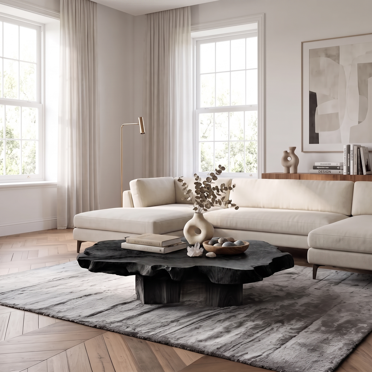 Handcrafted Solid Wood Coffee Table with Low Classic Profile - Image 4