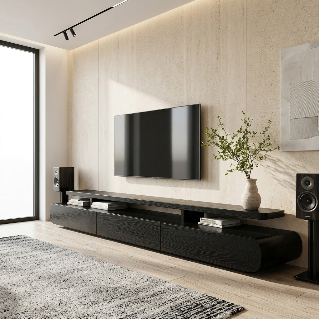 Low Profile Solid Wood TV Stand with Rounded Edges - Image 4