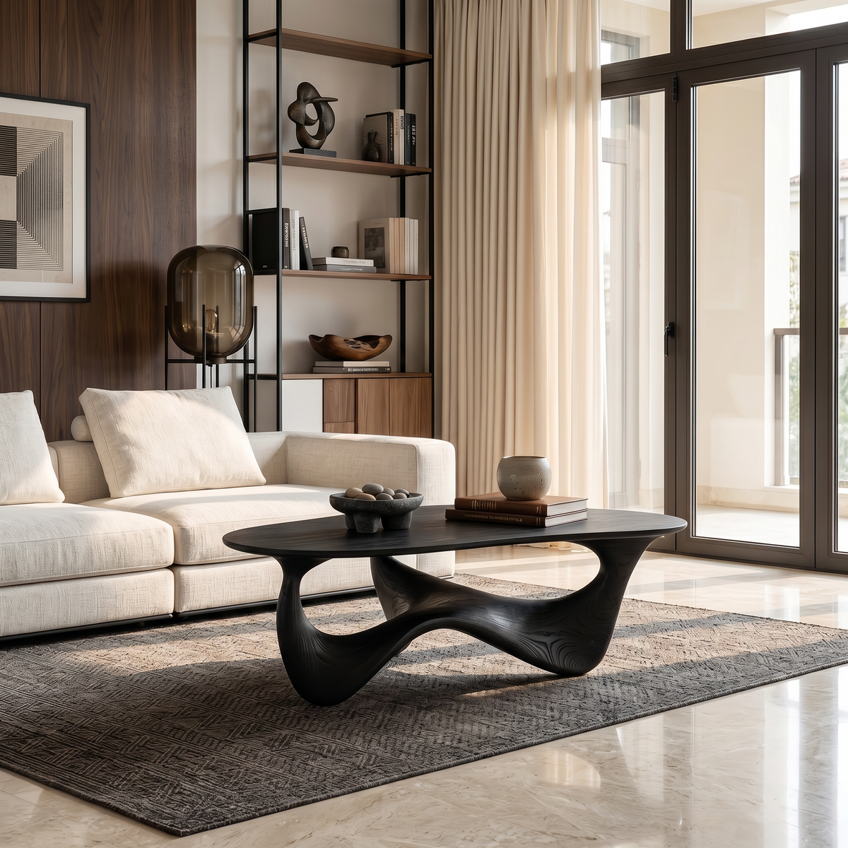 Rustic Solid Wood Low Coffee Table with Natural Grain - Image 4