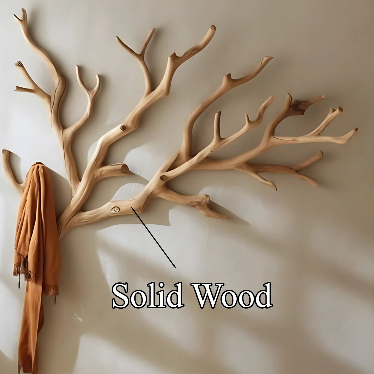 Driftwood Branch Wall-Mounted Solid Wood Coat Rack - Image 6
