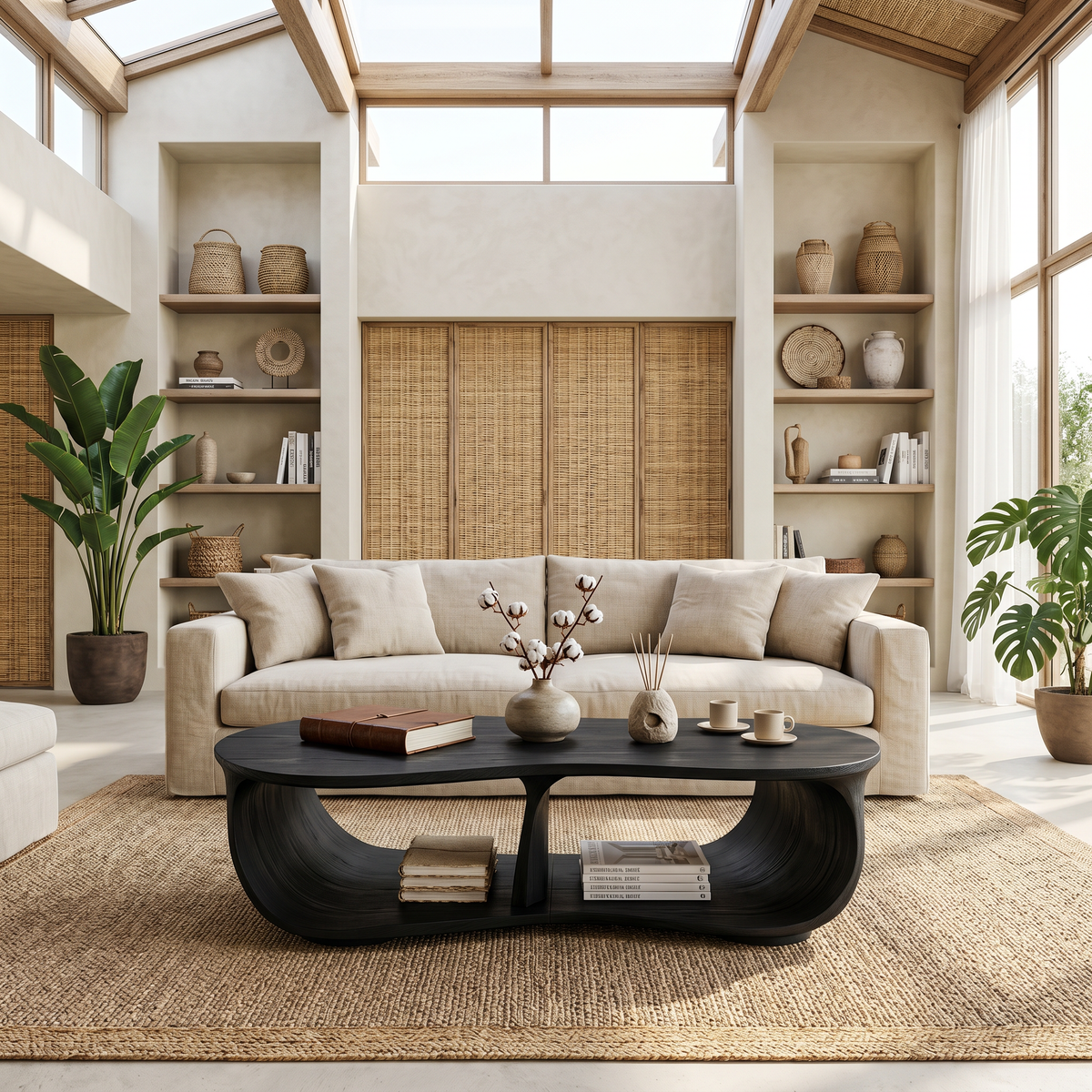 Low Profile Handcrafted Solid Wood Coffee Table, Classic Lines - Image 4