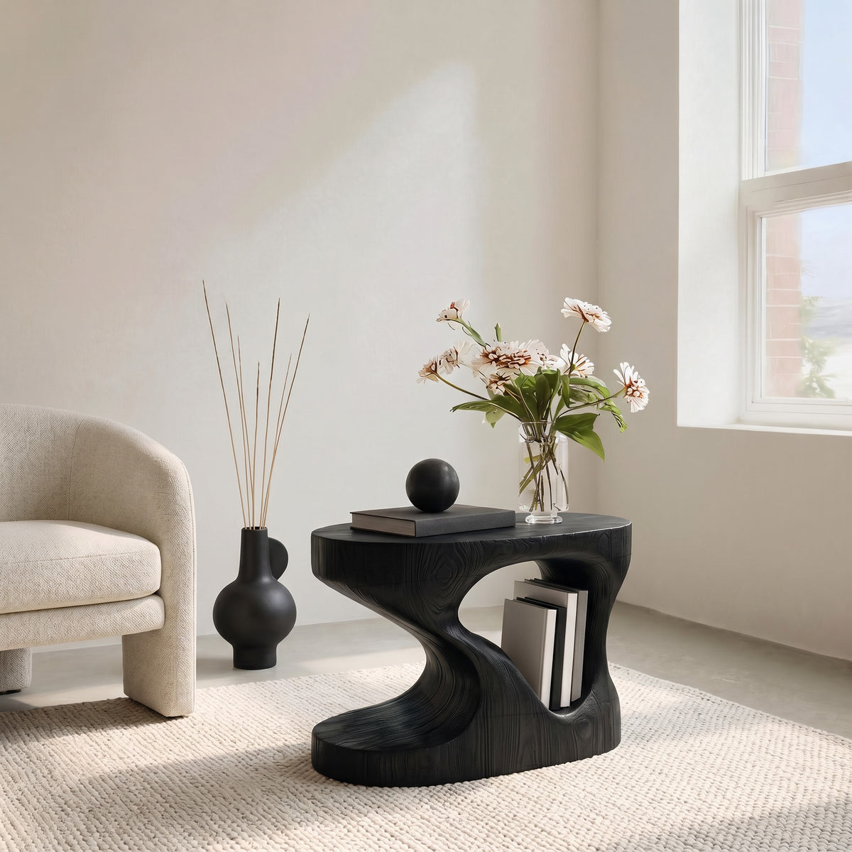 Organic Solid Wood Side Table with Open Cut-Out Center - Image 4