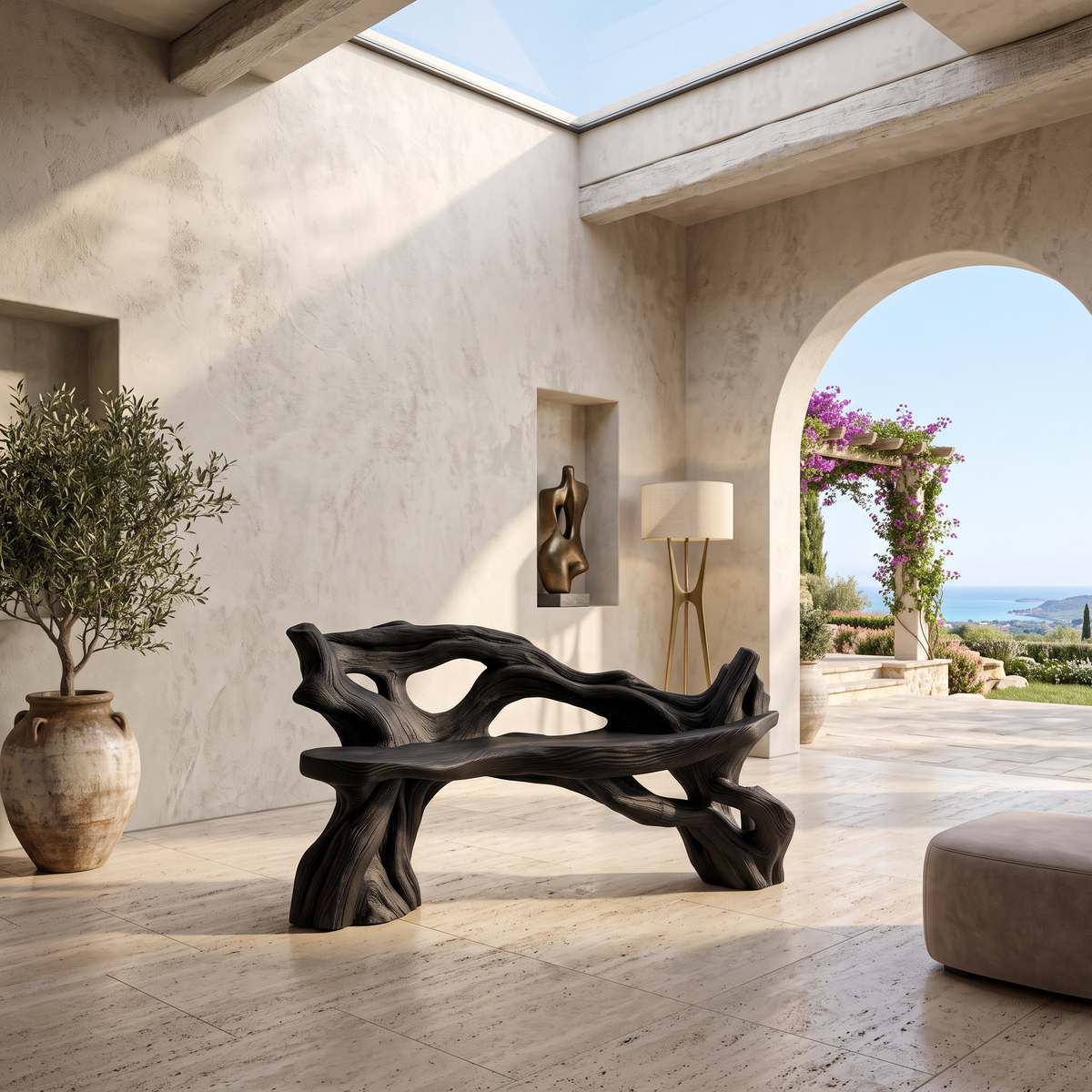 Hand Carved Solid Wood Branch Bench for Garden and Entry - Image 4