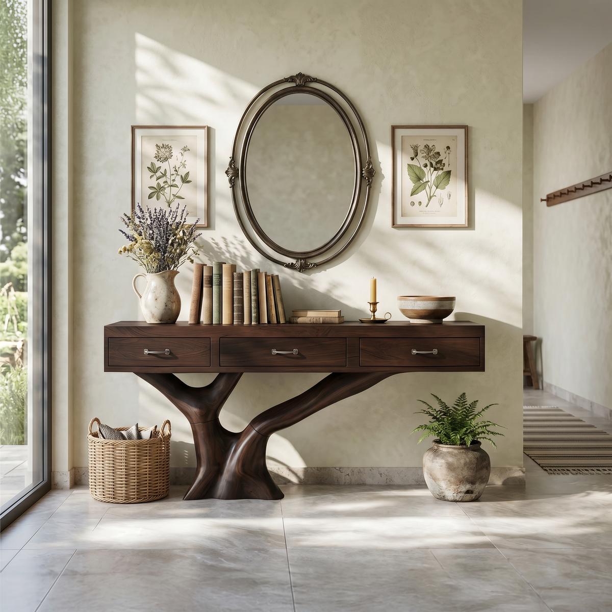 Farmhouse Live Edge Solid Wood Entryway Table - Image 7