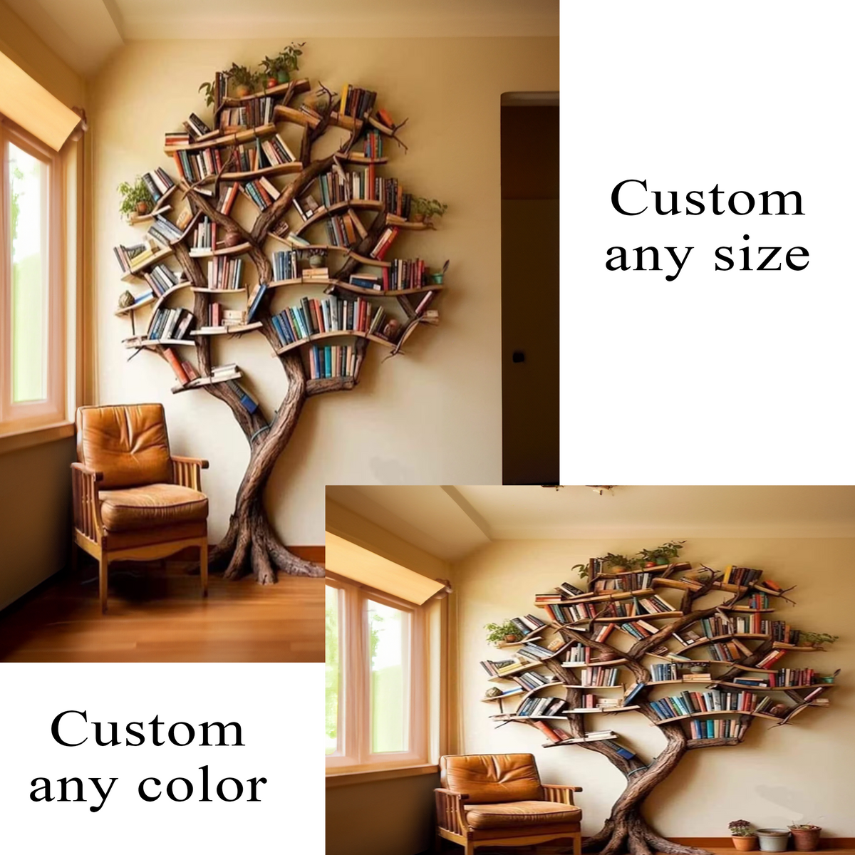 Carved Solid Wood Tree Branch Bookshelf for Feature Walls - Image 7