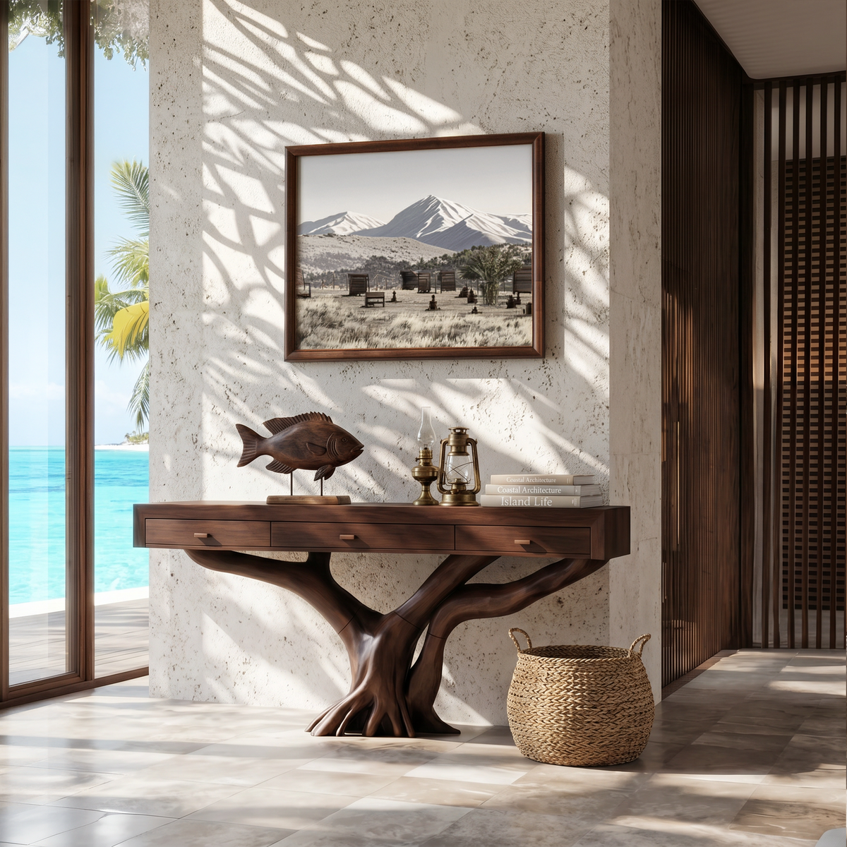 Handcrafted Rustic Solid Wood Dressing Table with Live Edges - Image 7