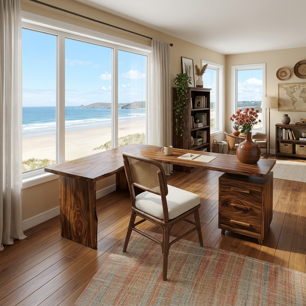 L Shaped Solid Wood Corner Desk with Drawers - Image 7