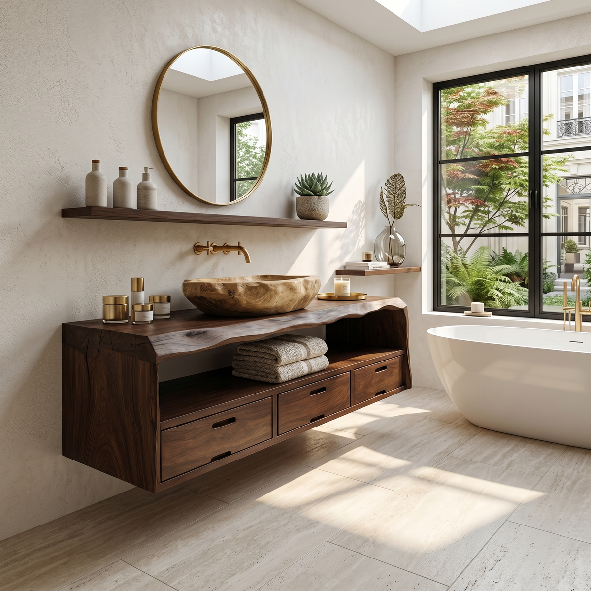Farmhouse Floating Live Edge Bathroom Vanity in Solid Wood - Image 7