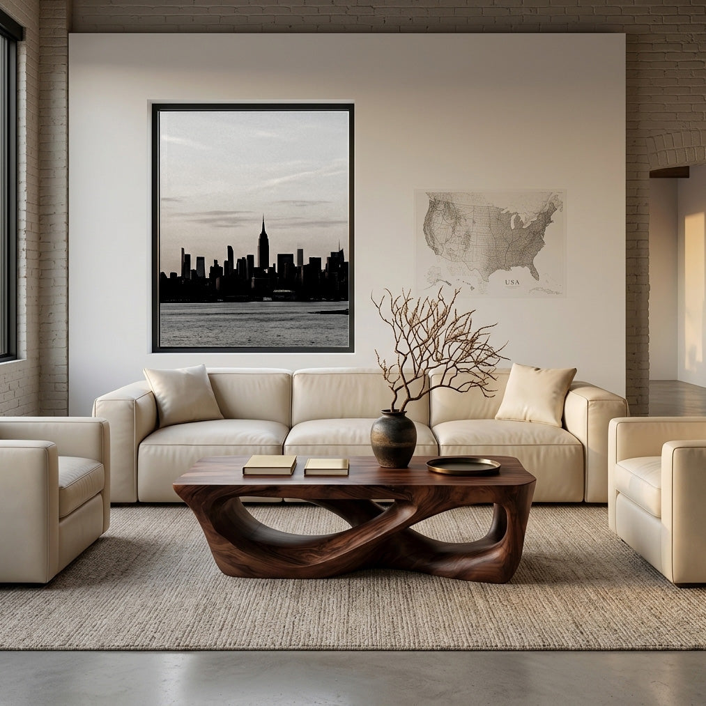 Minimalist Solid Wood Coffee Table with Open Sculpted Base - Image 4