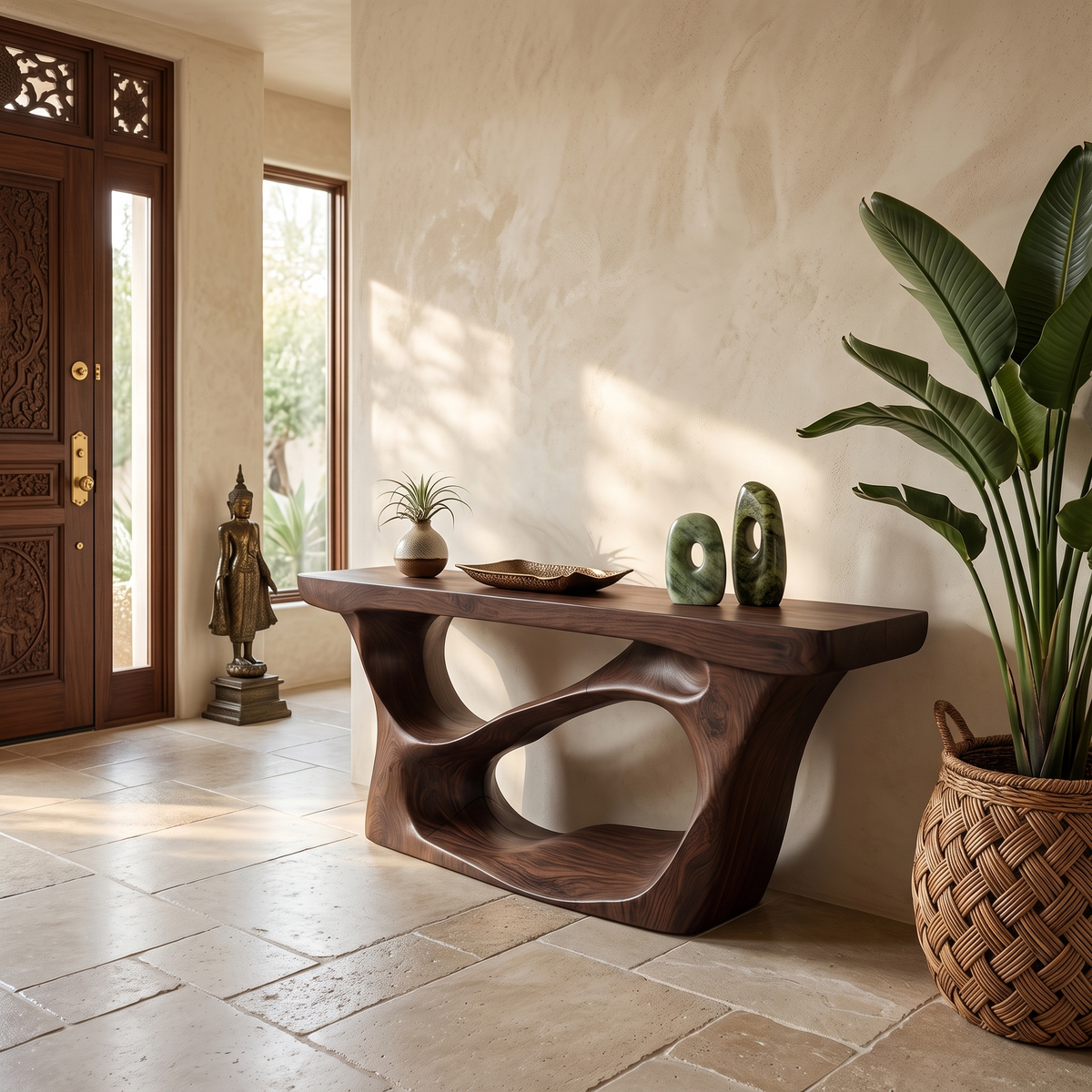 Farmhouse Solid Wood Entryway Console Table with Rustic Finish - Image 7