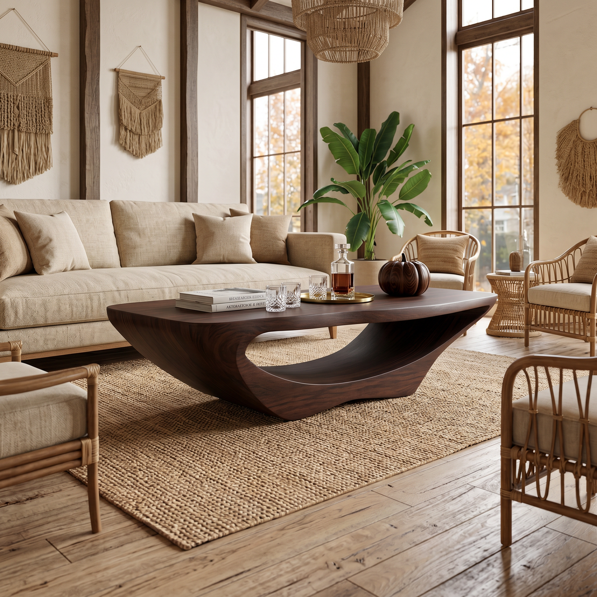 Farmhouse Live Edge Solid Wood Coffee Table with Clean Lines - Image 7
