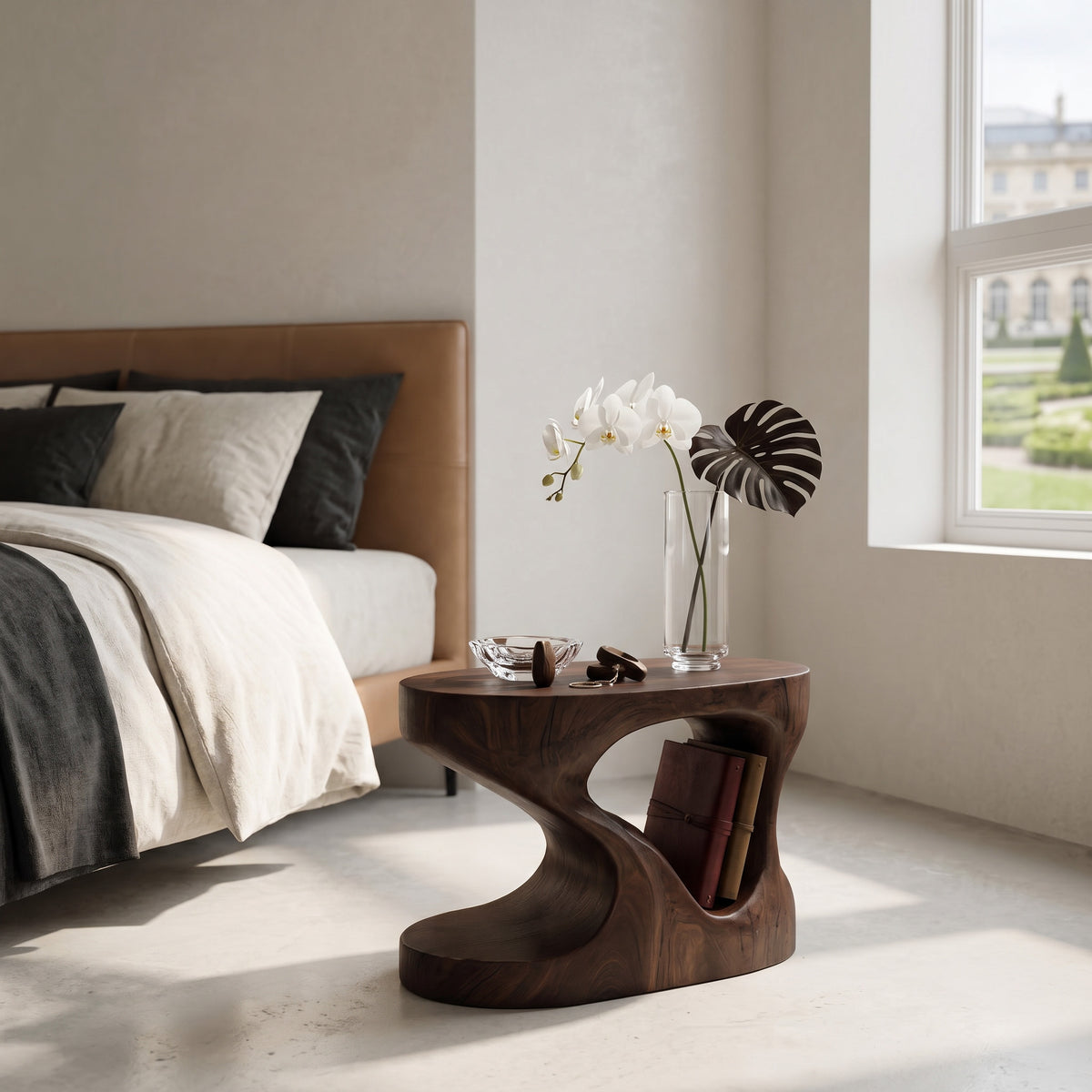 Organic Solid Wood Side Table with Open Cut-Out Center - Image 7
