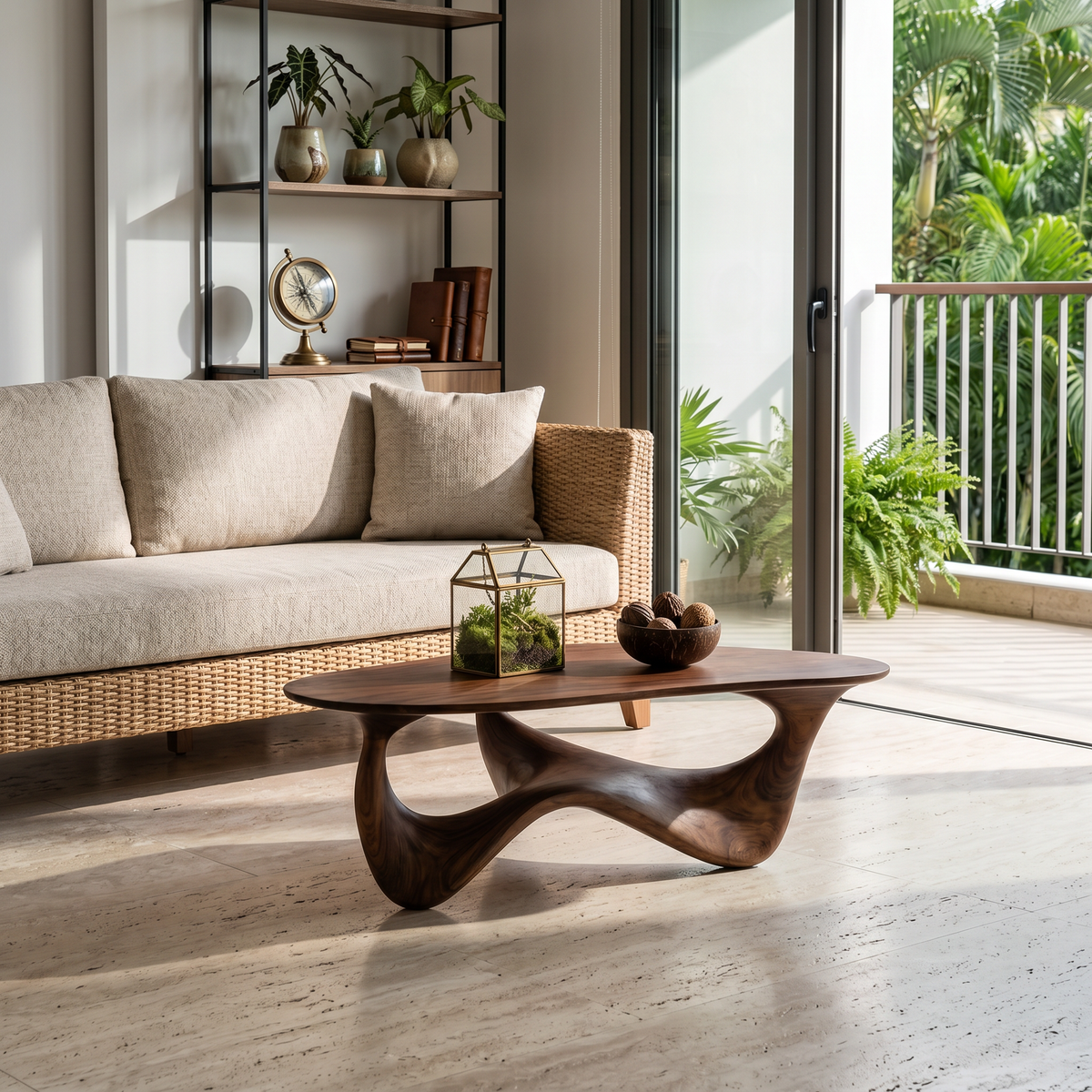 Rustic Solid Wood Coffee Table with Spacious Tabletop - Image 7
