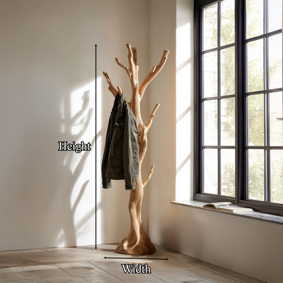 Rustic Driftwood Branch Tree Coat Rack with Optional Support Base - Image 7