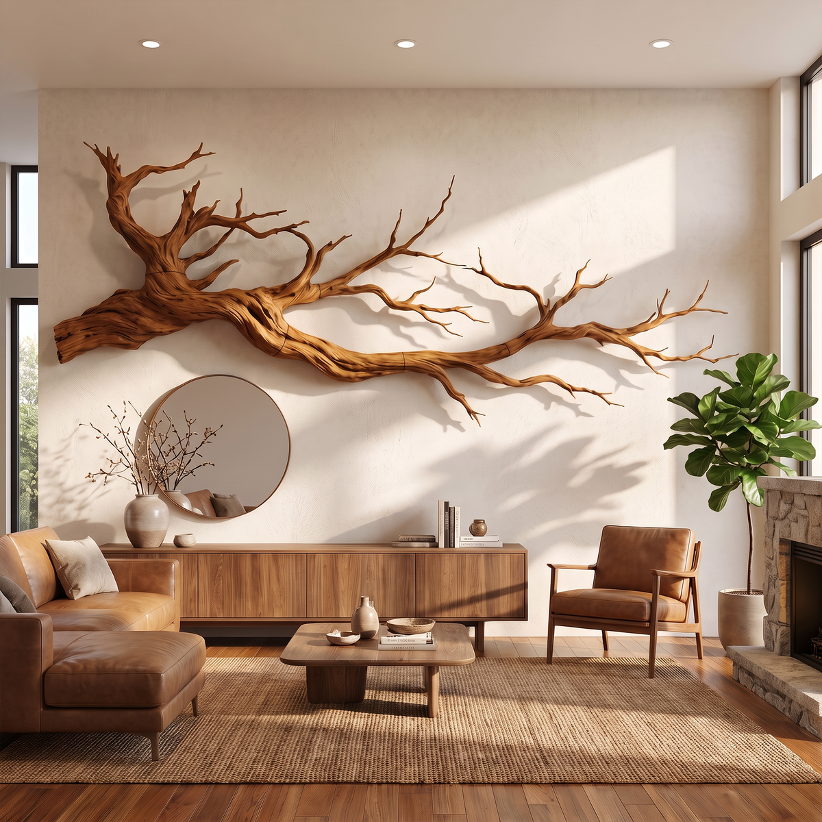 Abstract Tree Root Solid Wood Wall Sculpture, 3D Wall Art - Image 5