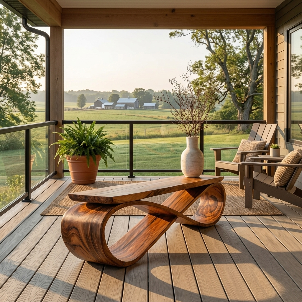Infinity Loop Sculptural Solid Wood Bench for Entryway - Image 6