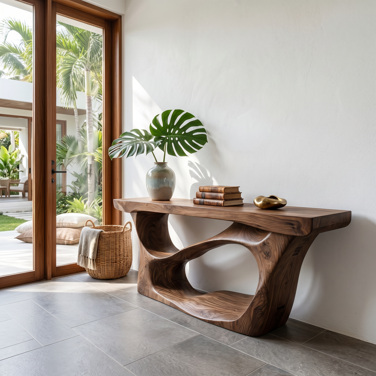 Farmhouse Solid Wood Entryway Console Table with Rustic Finish - Image 6