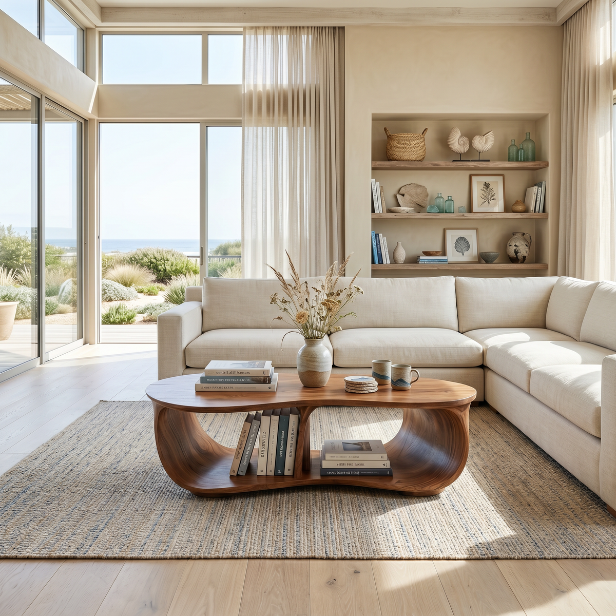 Low Profile Handcrafted Solid Wood Coffee Table, Classic Lines - Image 6