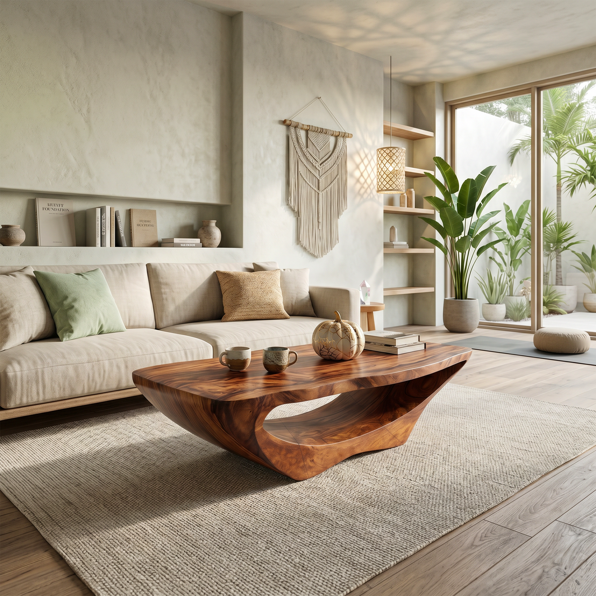 Farmhouse Live Edge Solid Wood Coffee Table with Clean Lines - Image 6