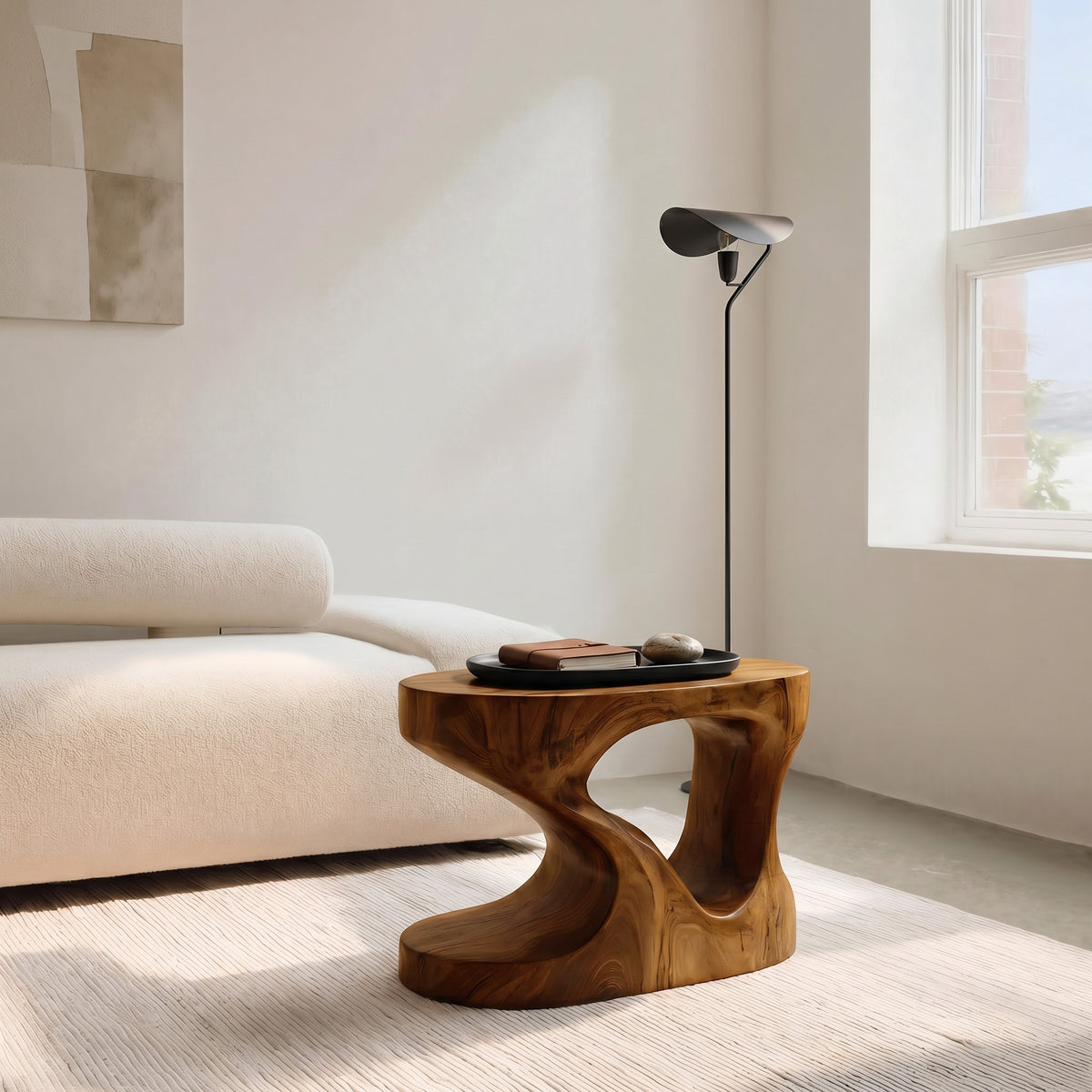 Organic Solid Wood Side Table with Open Cut-Out Center - Image 6