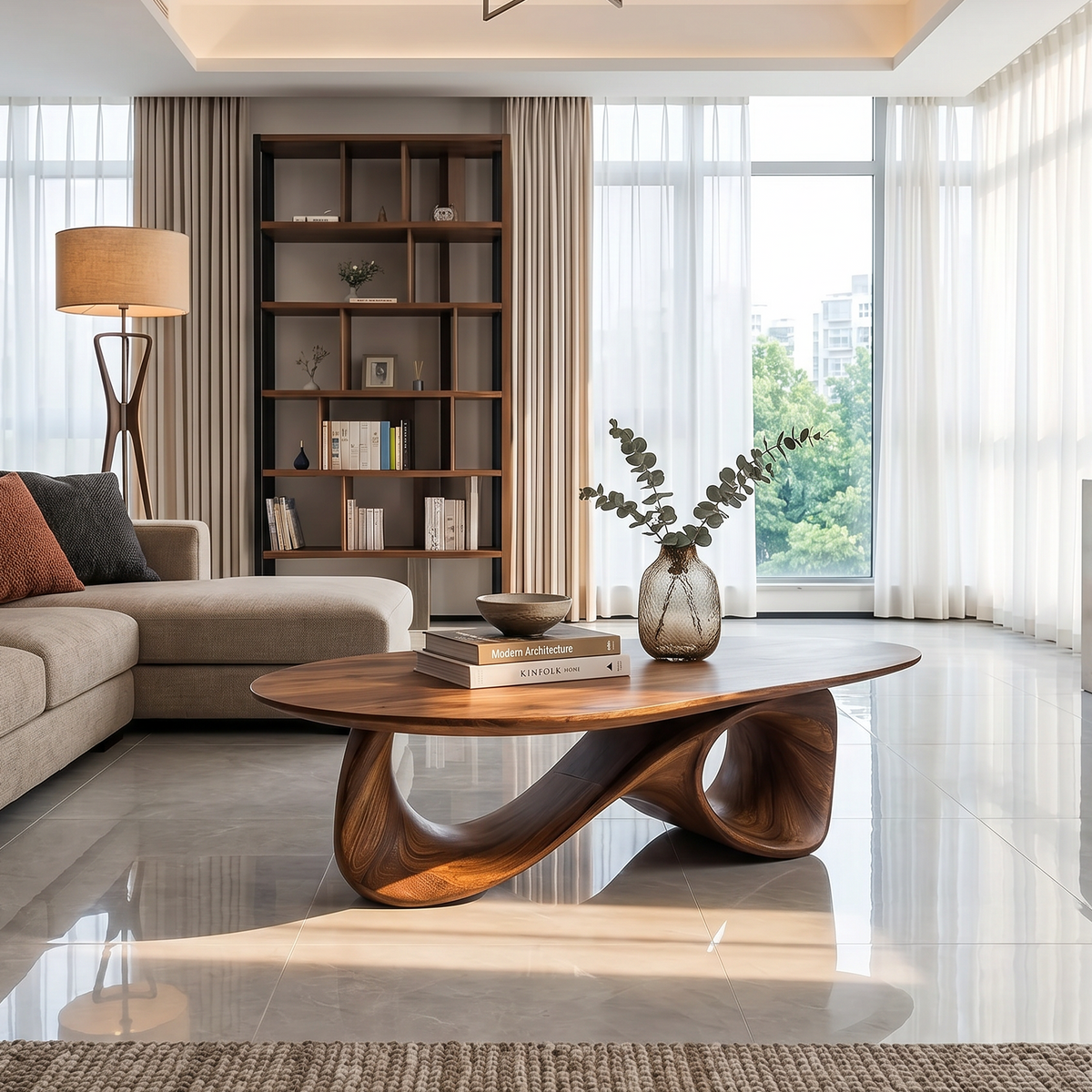 Rustic Solid Wood Coffee Table with Low-Set Simple Design - Image 6