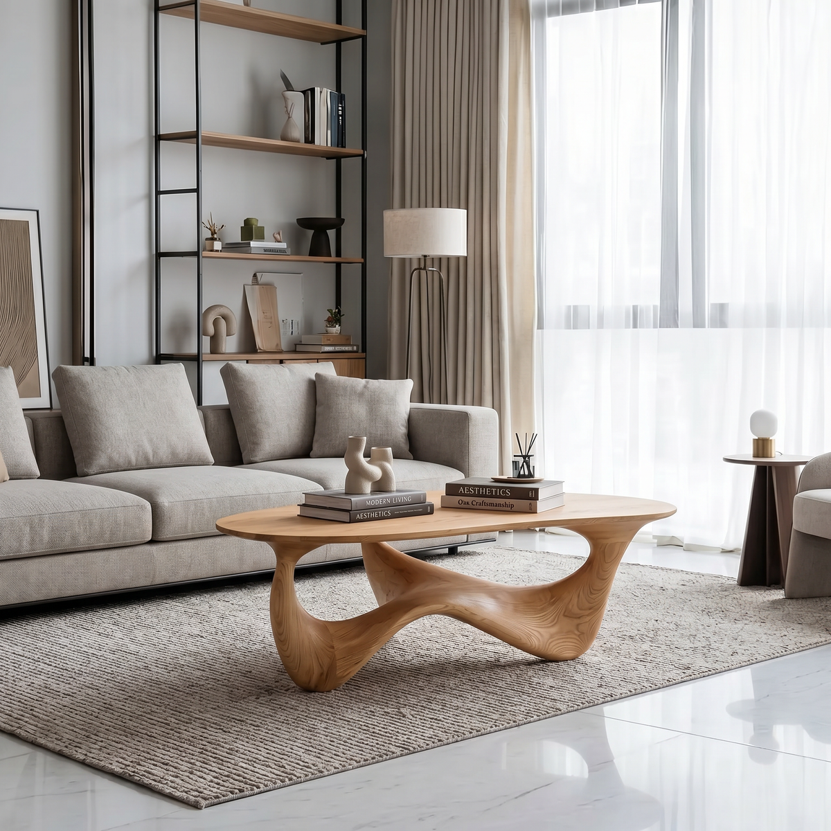Rustic Solid Wood Coffee Table with Spacious Tabletop - Image 5