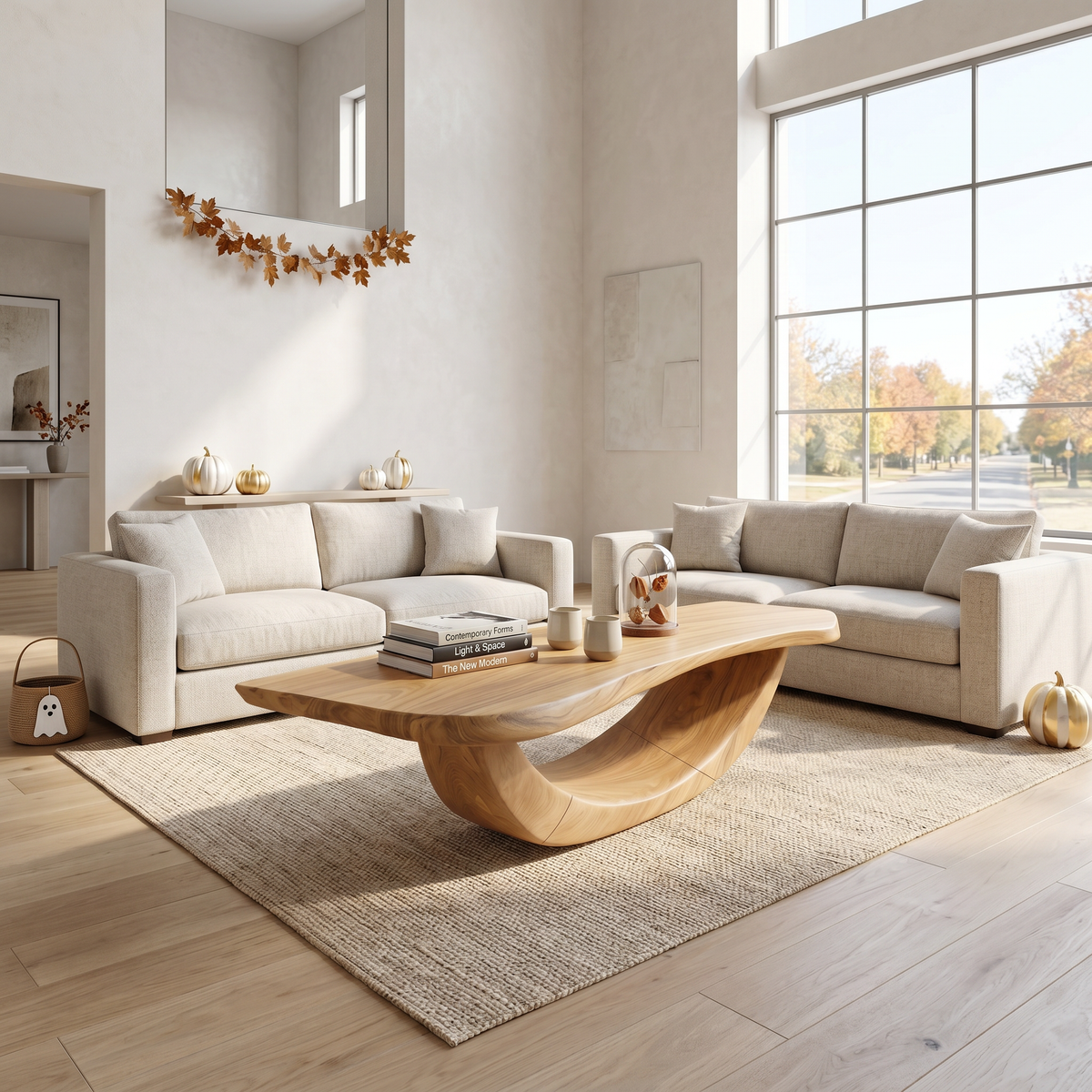 Farmhouse Live Edge Solid Wood Coffee Table with Rustic Finish - Image 5