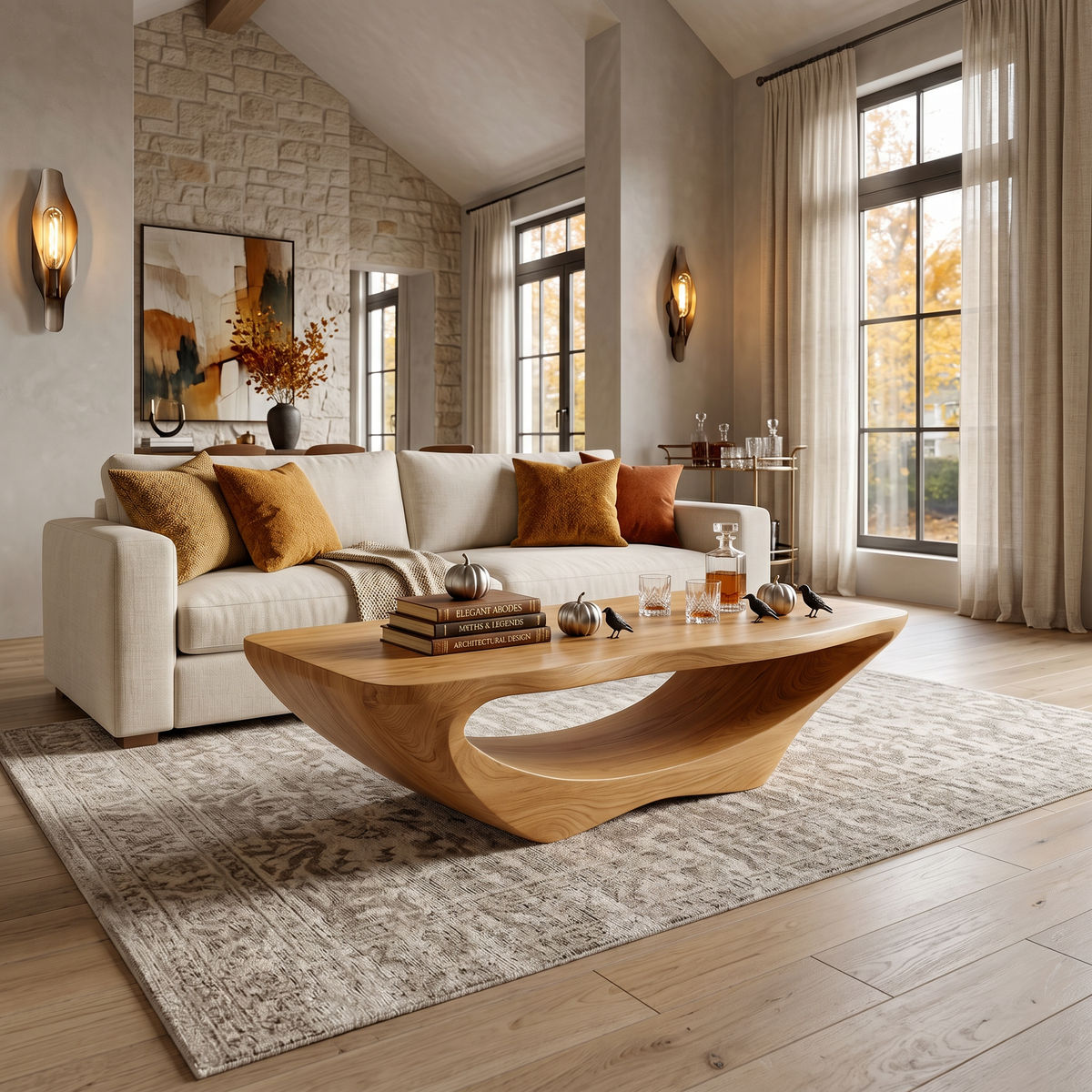Farmhouse Live Edge Solid Wood Coffee Table with Clean Lines - Image 5