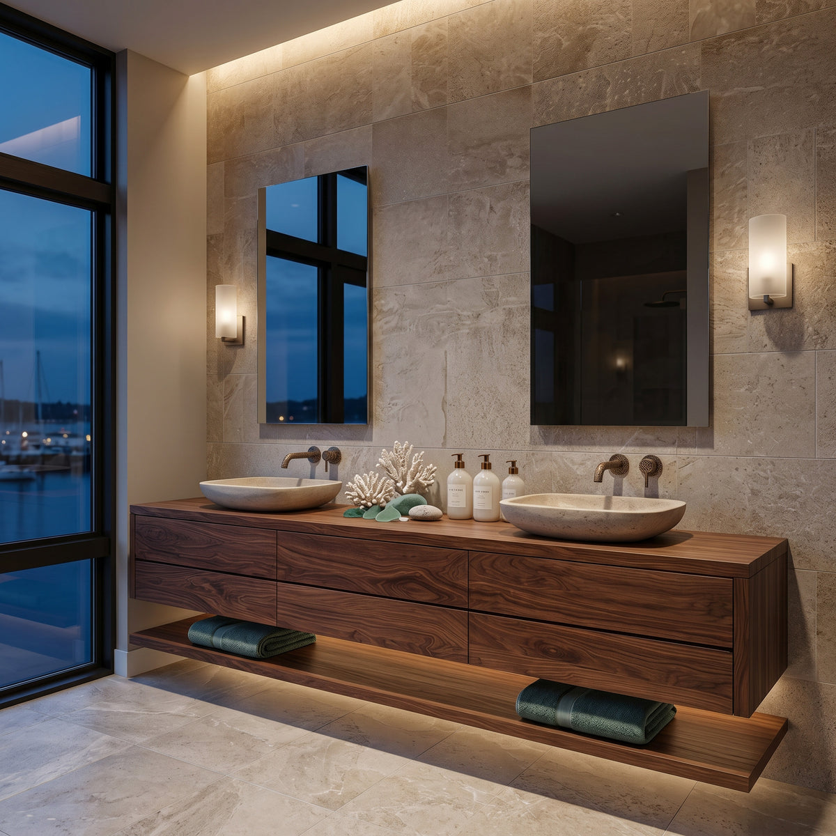 Contemporary Floating Solid Wood Bathroom Vanity with Drawers - Image 3