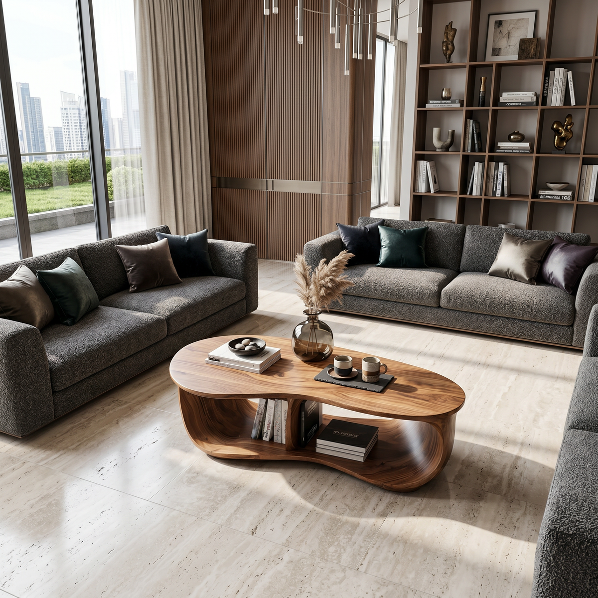 Low Profile Handcrafted Solid Wood Coffee Table, Classic Lines - Image 2