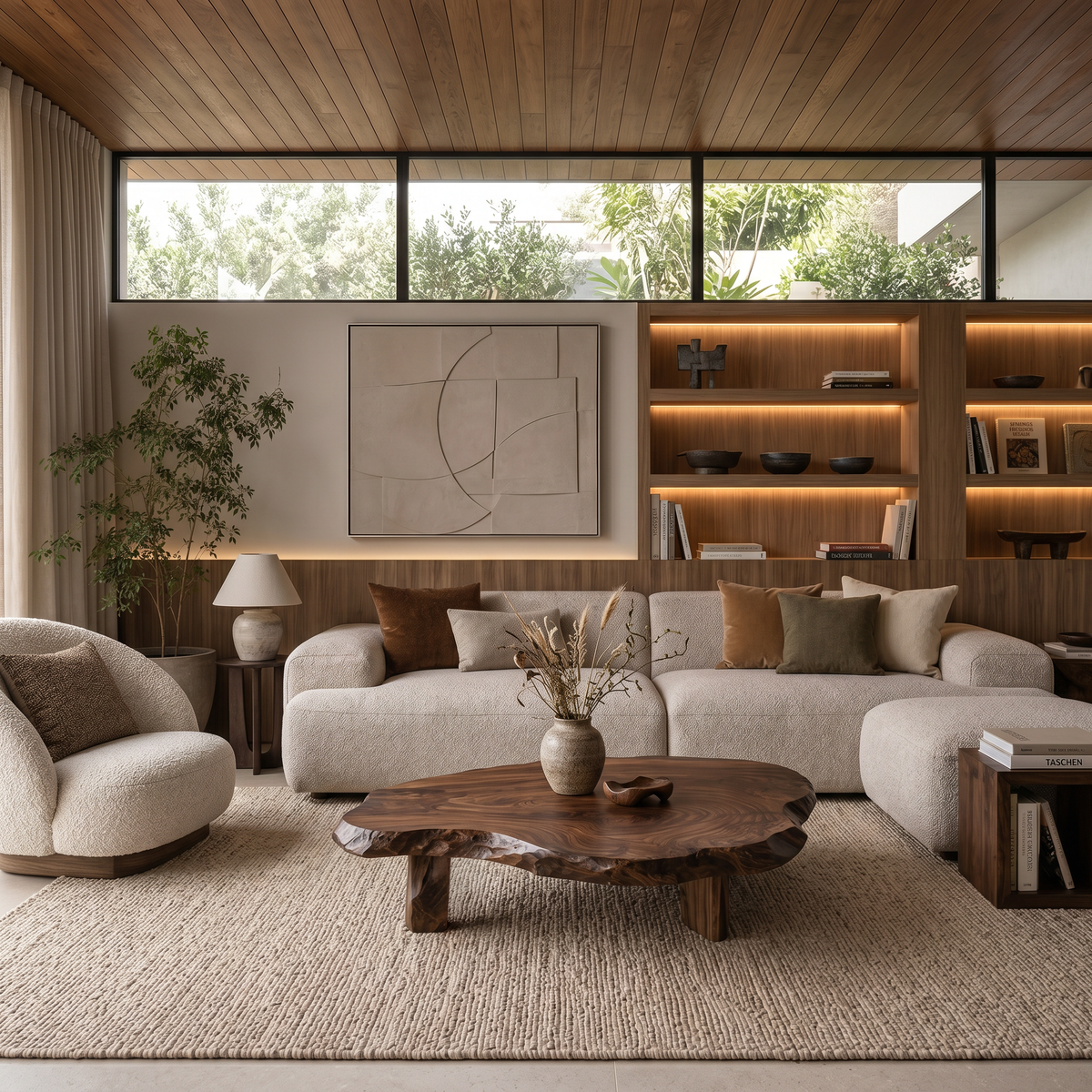 Live Edge Solid Wood Coffee Table with Block Legs - Image 2