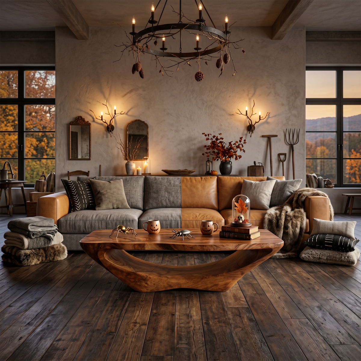 Farmhouse Live Edge Solid Wood Coffee Table with Clean Lines - Image 3