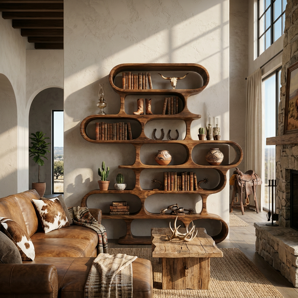 Curved Organic Solid Wood Bookshelf for Living Room or Office - Image 2